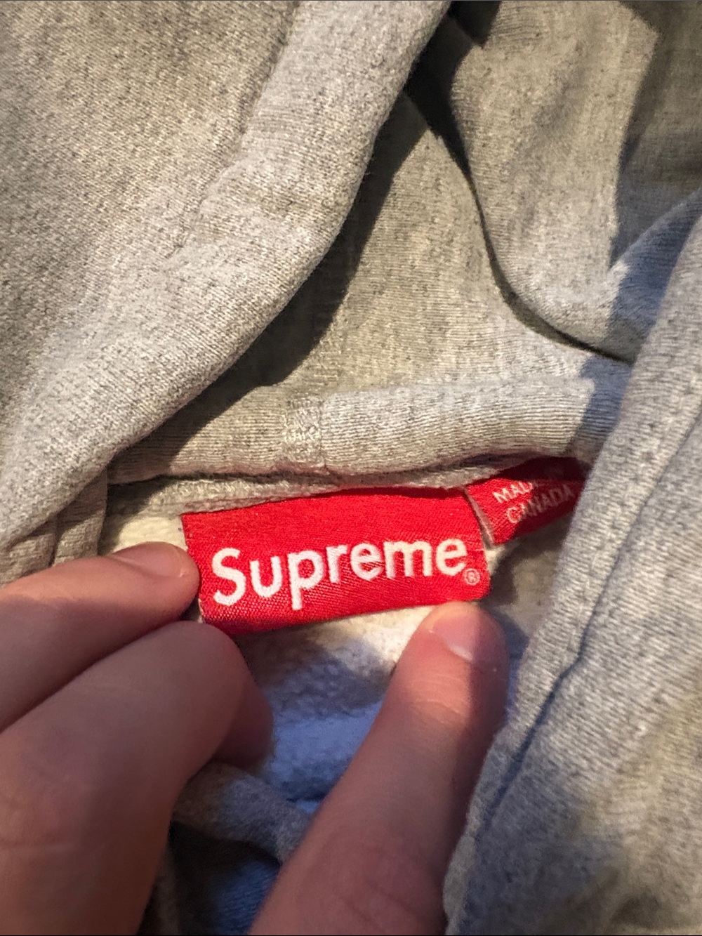 Supreme Light Gray Pullover Hoodie with Small Center Logo - Picture 3 of 3